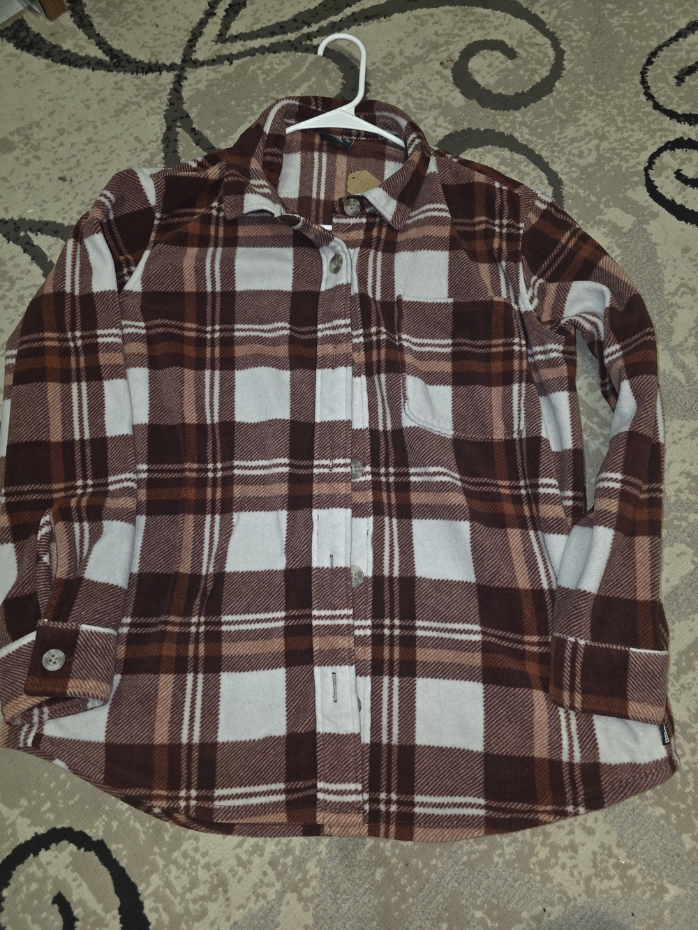 Eddie Bauer Brown & Cream Plaid Flannel Shirt